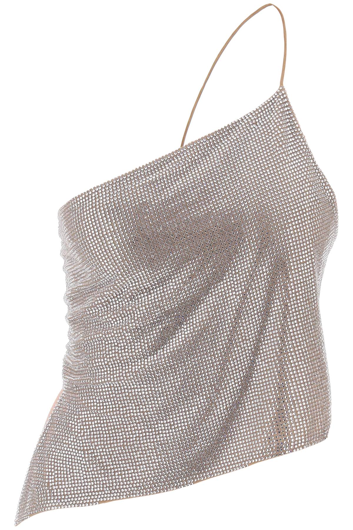 Giuseppe di morabito cropped top in mesh with crystals all-over 186TOC212 SILVER