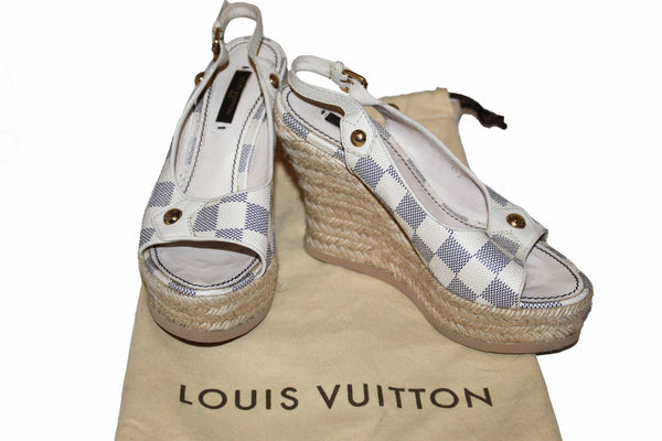 Louis Vuitton Damier Azur Espadrille Wedge Heel Size 35