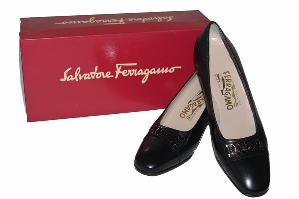 Salvatore Ferragamo Black Calfskin "Faenza" 6cm Size 7.5C