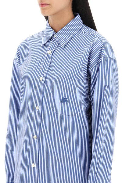 Etro 條紋府綢襯衫 19385 3880 藍色