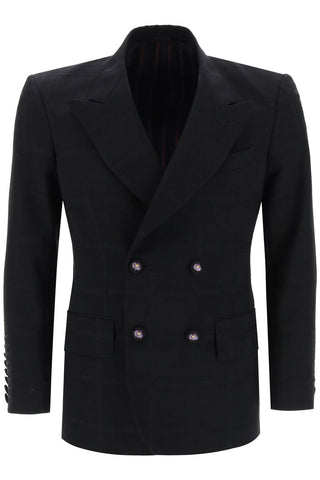 Etro double-breasted jacket with check pattern 1G560 0219 BLACK