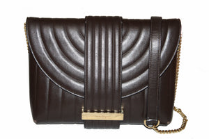 Salvatore Ferragamo Dark Brown Quilted Leather Clutch/Shoulder Bag