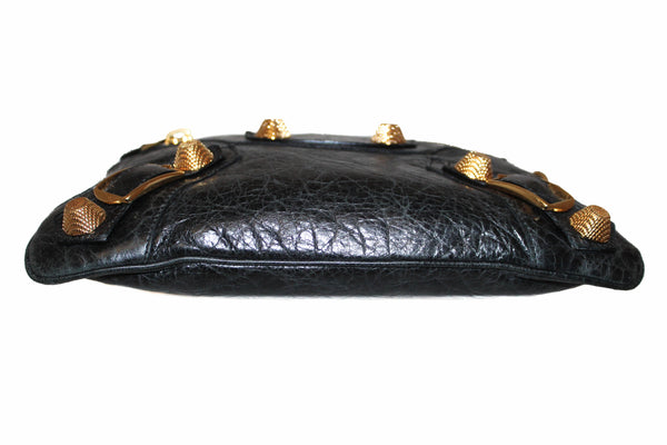 Balenciaga Black Giant 21 Gold Lambskin Leather Clutch