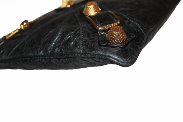 Balenciaga Black Giant 21 Gold Lambskin Leather Clutch