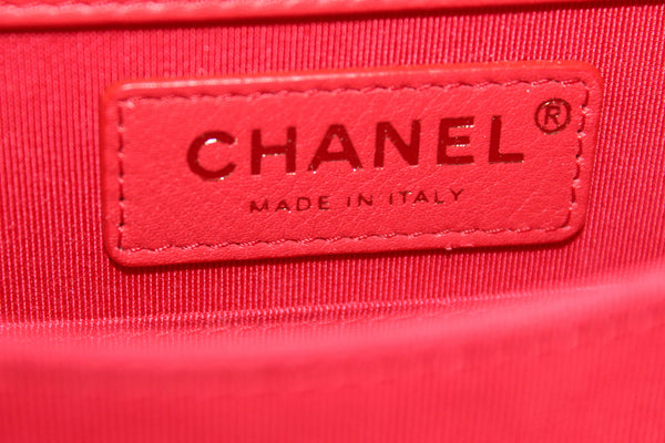 Chanel Red North South Boy Calfskin Leather Shoulder Bag