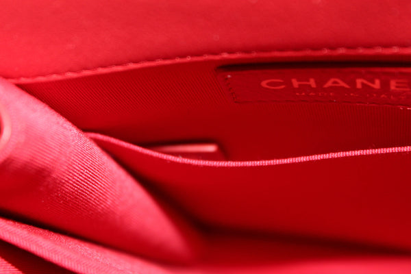 Chanel Red North South Boy Calfskin Leather Shoulder Bag