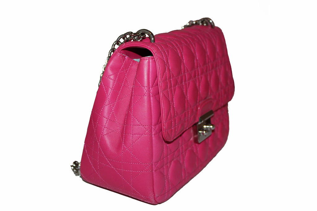 Christian Dior Fuchsia Cannage Quilted Lambskin Leather Medium
