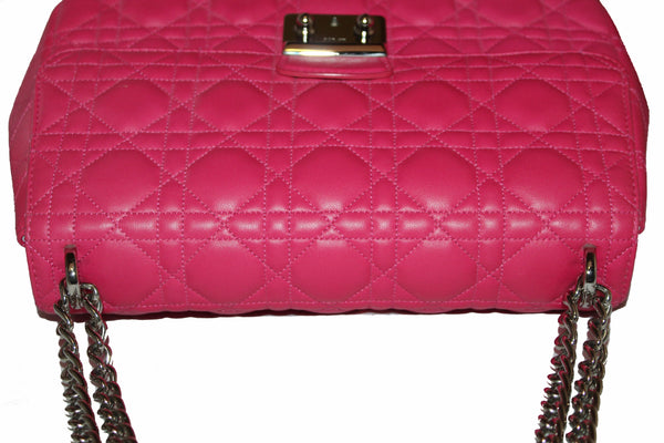 Christian Dior Fuchsia Lambskin Cannage Large Miss Dior Flap Shoulder Bag