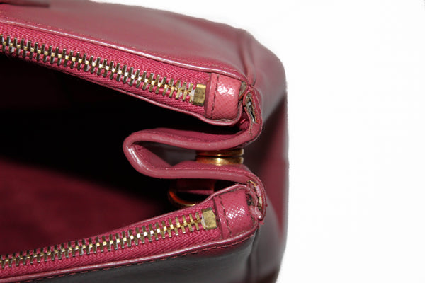 Prada Pink Saffiano Lux Leather Medium Double Zip Tote Bag