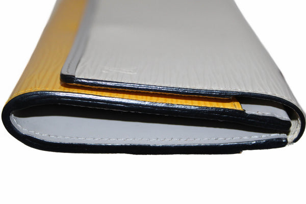Louis Vuitton White/Yellow Epi Flore Leather Long Flap Wallet