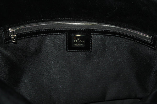 Fendi Black Suede Leather Medium Tote Shoulder Bag