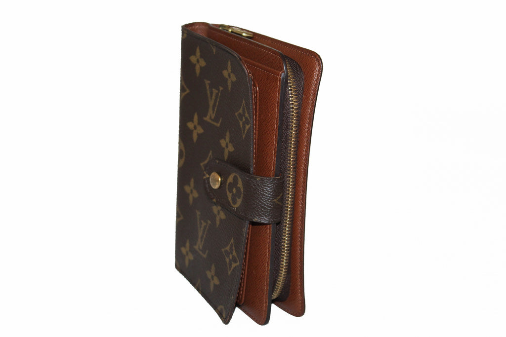 Louis Vuitton Double V Compact Wallet Leather With Monogram Canvas