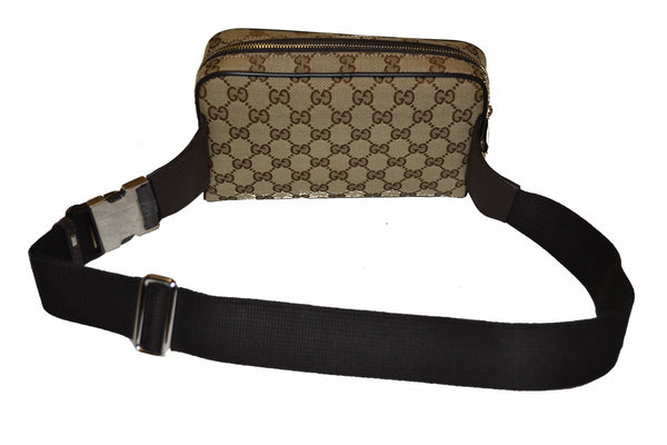 New Gucci Brown Signature GG Canvas Fabric Waistbag 449174