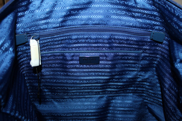 New Prada Blue Nylon Tessuto Tote Bag with Strap 1BG189