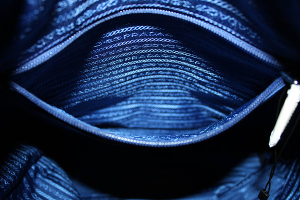 New Prada Blue Nylon Tessuto Tote Bag with Strap 1BG189
