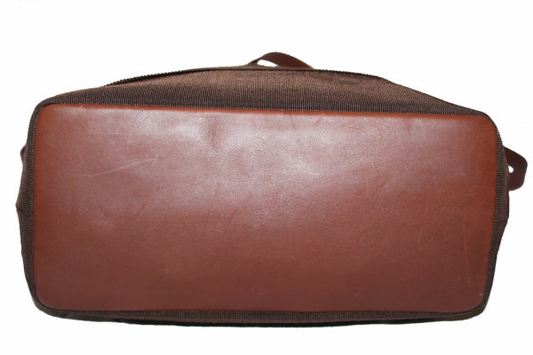Salvatore Ferragamo Brown Fabric Drawstring Shoulder Bag