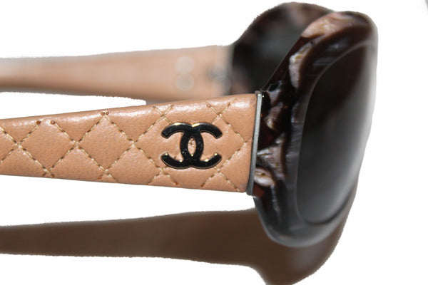 Chanel Beige Quilted Leather Sunglasses 5116-Q