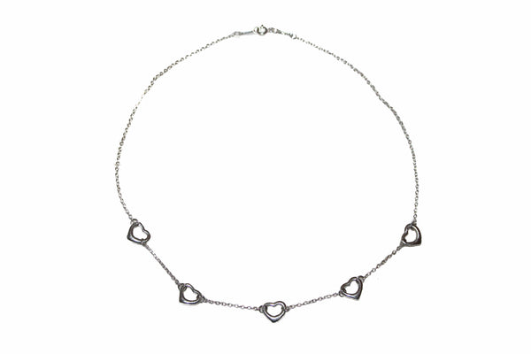 Tiffany & Co. Sterling Silver Five Open Hearts Station Necklace