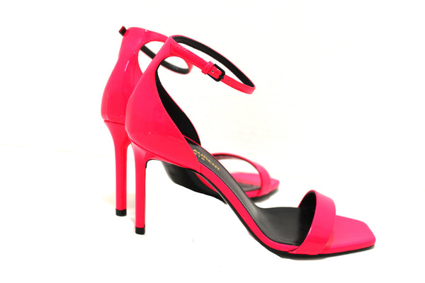 聖洛朗琥珀腳踝-strap粉紅色霓虹燈漆皮涼鞋38