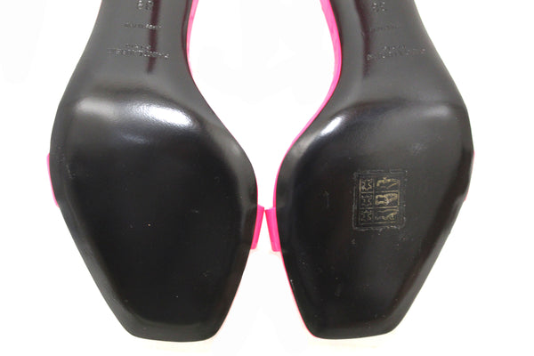 聖洛朗琥珀腳踝-strap粉紅色霓虹燈漆皮涼鞋38