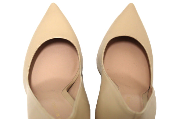 Stuart Weitzman Nude Smooth Leather Anny 105MM Pump Shoes Size 8.5 Shoes