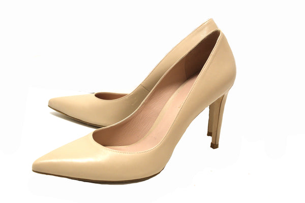 Stuart Weitzman Nude Smooth Leather Anny 105MM Pump Shoes Size 8.5 Shoes