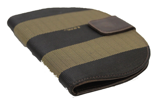Fendi Clamshell Fabric Stripe Bifold Wallet