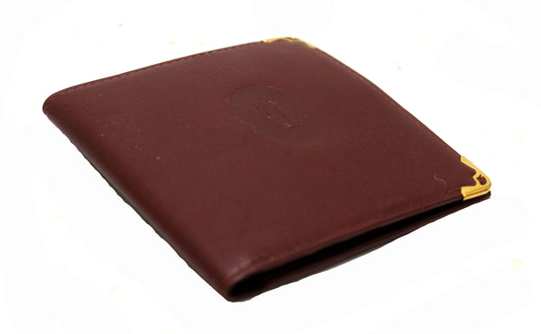 Cartier Vintage Burgandy Lambskin Leather Compact Wallet