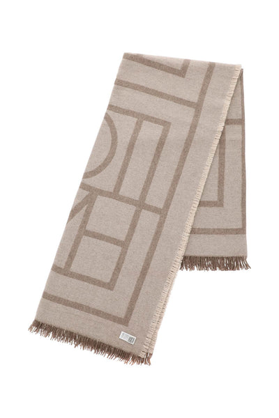 Toteme cashmere blend monogram scarf 213 894 808 TOBACCO MONOGRAM
