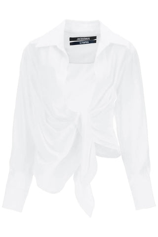 Jacquemus bahia tied-sash blouse 213SH002 1020 WHITE