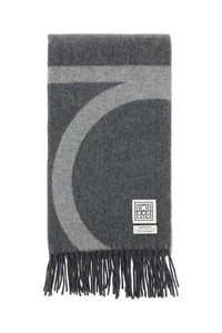 Toteme monogram jacquard wool scarf 214 882 807 GREY MONOGRAM