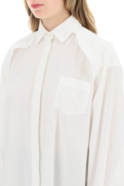 帶切割袖子的Sacai Maxi襯衫23 06530白色