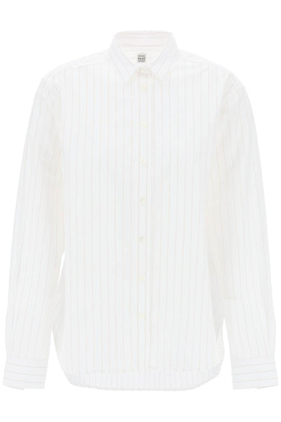 Toteme striped signature dress shirt 234 WRT810 FB0119 WHITE OCHRE PINSTRIPE