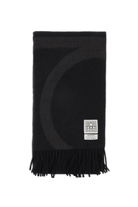 Toteme wool jacquard monogram scarf 234 WSASC239 FB0050 CHARCOAL MELANGE