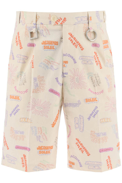 Jacquemus all-over logo lettering shorts 235PA038 1384 PRINT MULTI TAGS