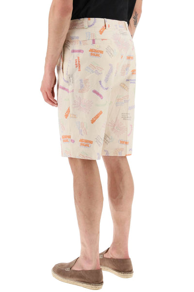 Jacquemus all-over logo lettering shorts 235PA038 1384 PRINT MULTI TAGS