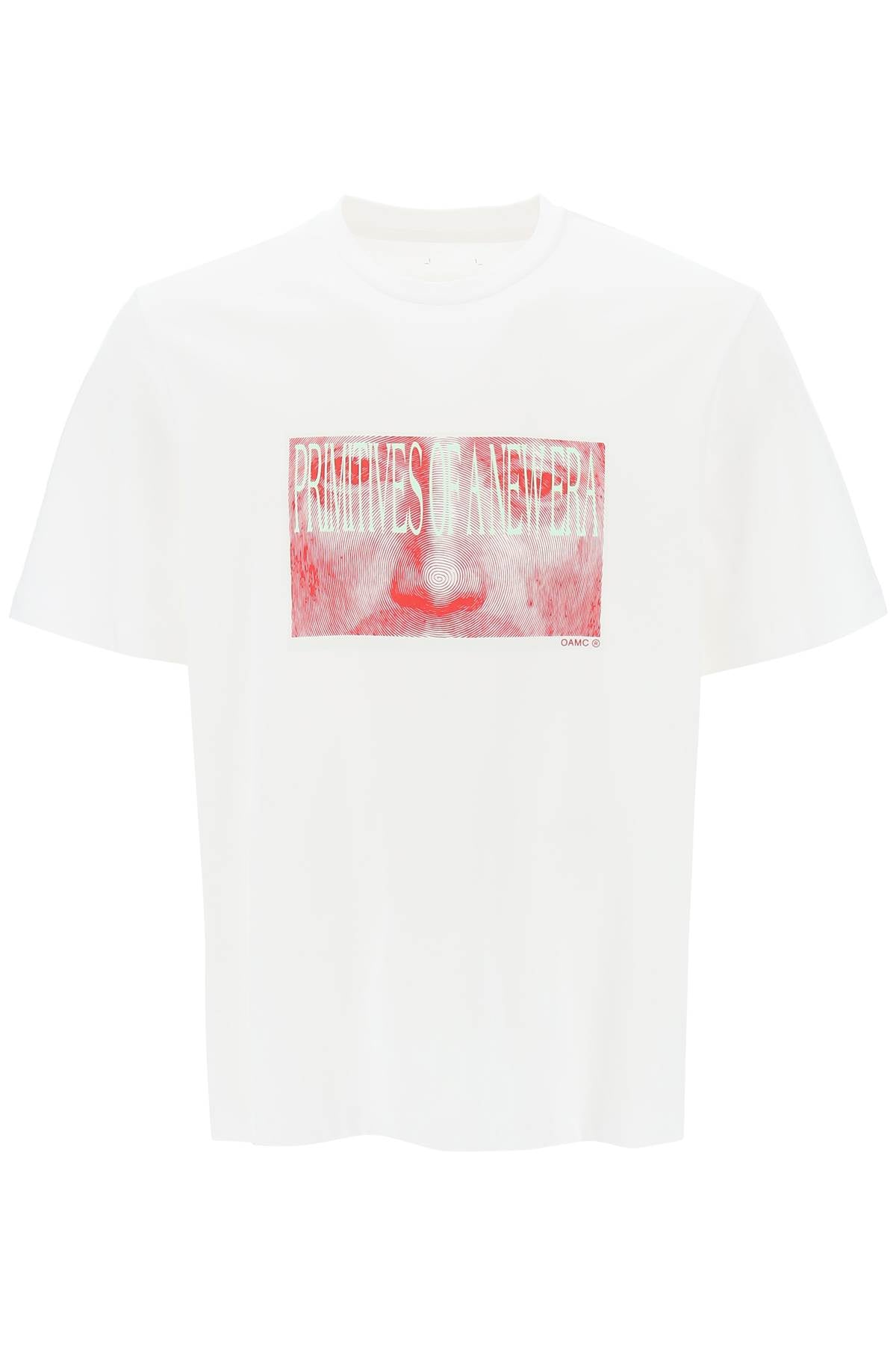 Oamc 'albrecht' t-shirt with print 23A28OAJ10 COT00914 OFF WHITE