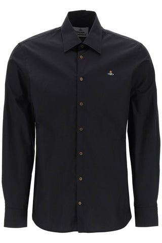 Vivienne westwood ghost shirt with orb embroidery 2401000JW009QBS BLACK