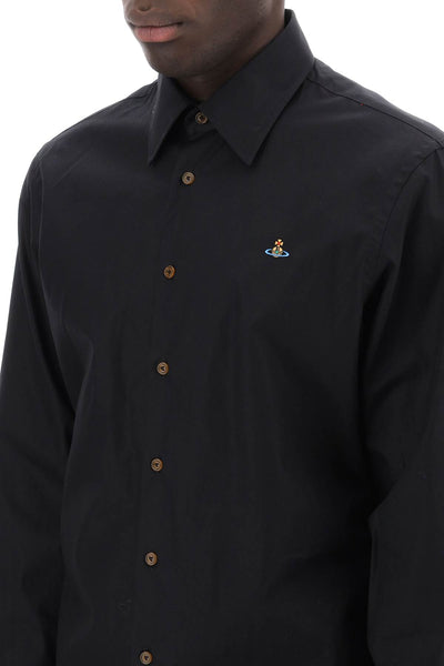 Vivienne westwood ghost shirt with orb embroidery 2401000JW009QBS BLACK