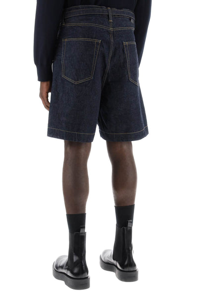 Sacai denim bermuda shorts with removable belt 24 03350M INDIGO