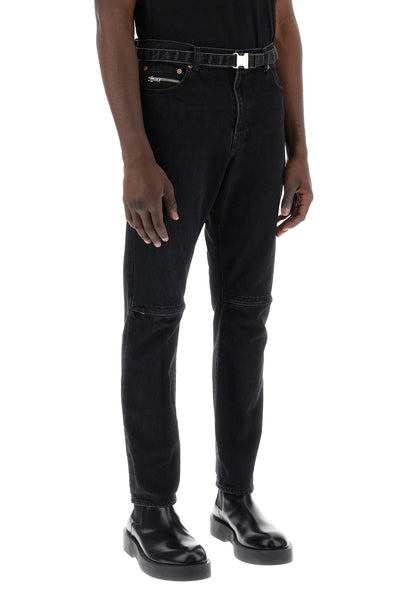 Sacai slim jeans with belt 24 03354M BLACK