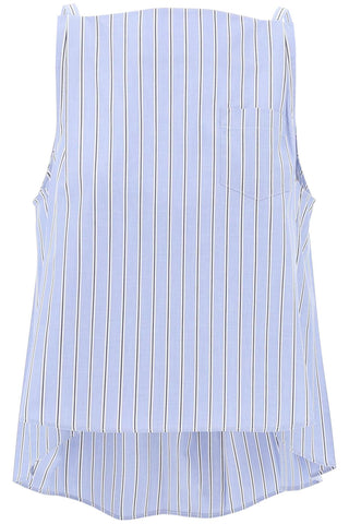 Sacai striped sleeveless top in poplin 24 07305 L BLUE STRIPE