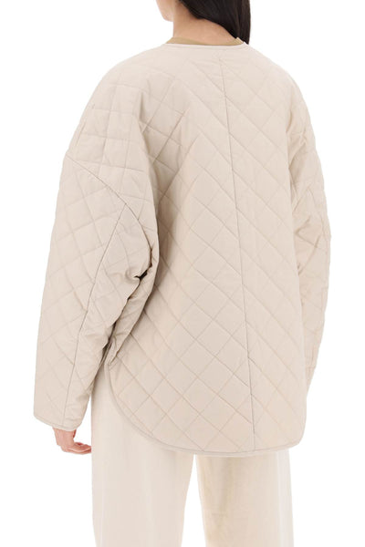 Toteme organic cotton quilted jacket in 241 WRO1116 FB0157 PEBBLE