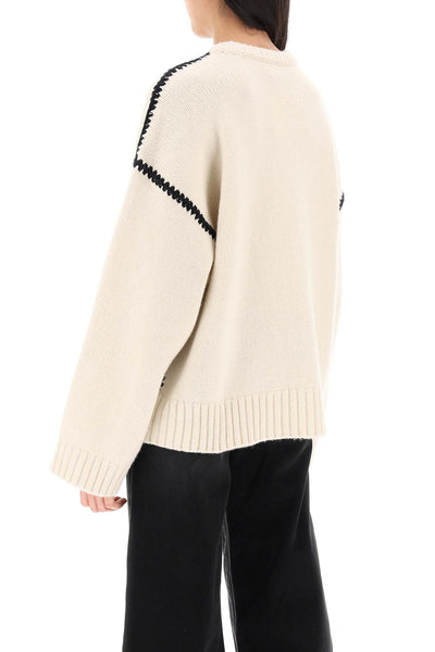 Toteme sweater with contrast embroideries 241 WRT1025 YA0004 SNOW