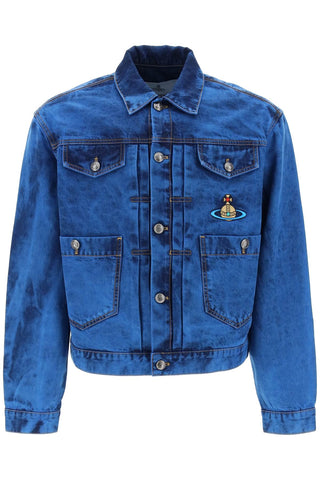 Vivienne westwood marlene denim jacket for women 2801000AW00HY BLUE