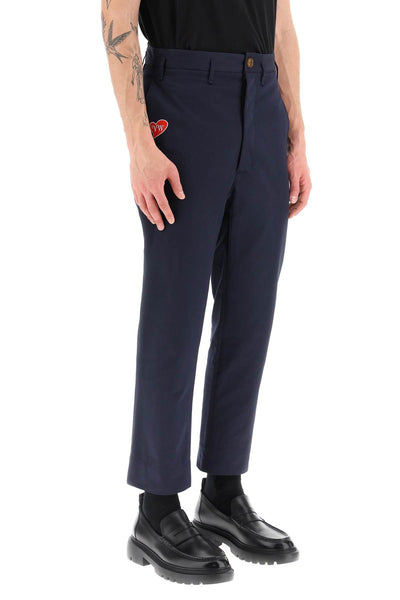 Vivienne westwood cropped cruise trousers featuring embroidered heart-shaped logo 2F01000LW006QSI NAVY