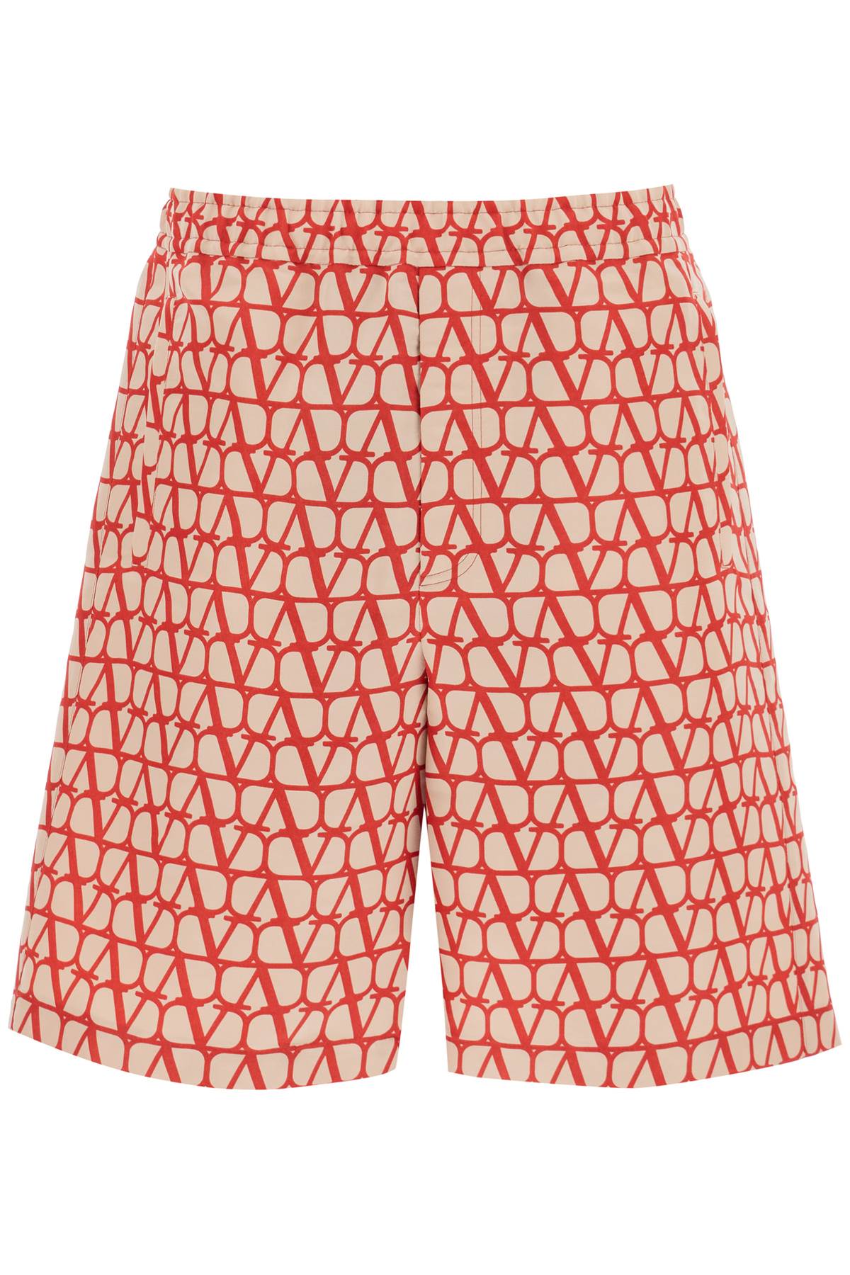 Valentino shorts in silk faille with toile iconographe motif 2V0RDK219D0 ST TOILE ICONOGRAPH BEIGE ROSSO