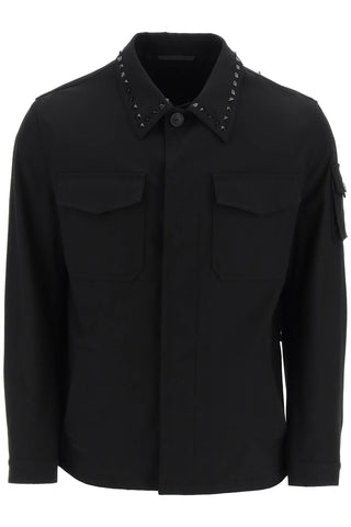 Valentino black untitled studs workwear jacket 2V3CSSC1943 NERO