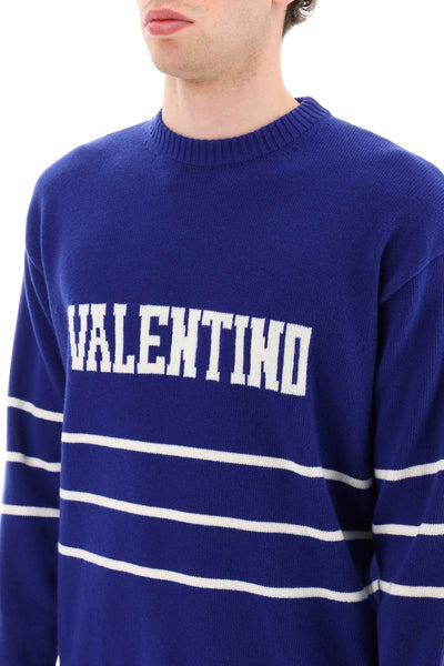 Valentino 提花字母標誌套頭衫 2V3KC23N94V COBALTO AVORIO
