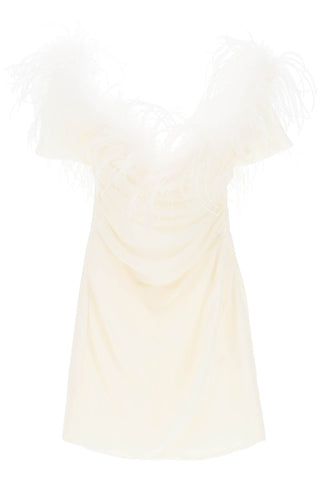 Giuseppe di morabito mini dress in poly georgette with feathers 310DRP215 MILK WHITE